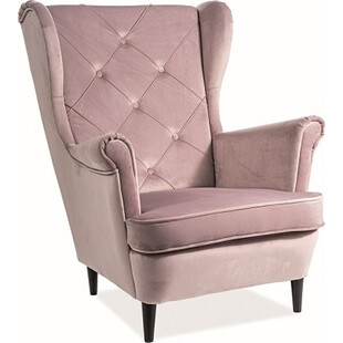 Fotel welurowy Chesterfield Lady Velvet różowy | Signal