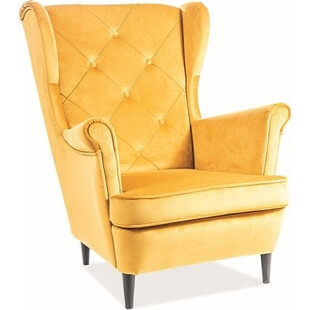 Fotel welurowy Chesterfield Lady Velvet curry - Signal