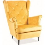 Fotel welurowy Chesterfield Lady Velvet curry - Signal