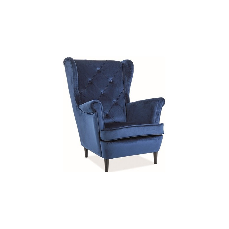 Fotel welurowy Chesterfield Lady Velvet granatowy Signal | Komfort i styl
