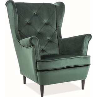 Fotel welurowy Chesterfield Lady Velvet zielony - Signal