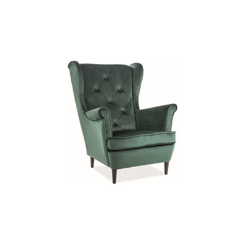 Fotel welurowy Chesterfield Lady Velvet zielony - Signal