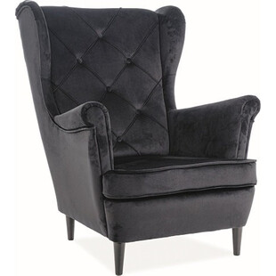 Fotel welurowy Chesterfield Lady Velvet czarny - Signal