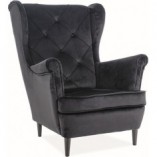 Fotel welurowy Chesterfield Lady Velvet czarny - Signal