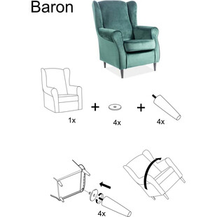 Fotel welurowy angielski Baron Signal - curry | Komfort i styl