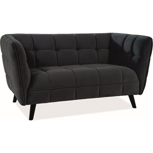 Pikowana sofa welurowa Castello Velvet 145 czarna marki Signal