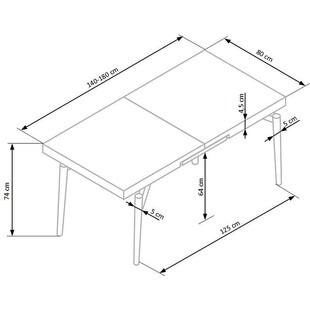 Stół rozkładany loft Cambell | Halmar - 140x80cm