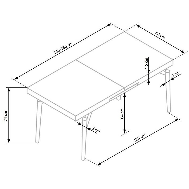 Stół rozkładany loft Cambell | Halmar - 140x80cm