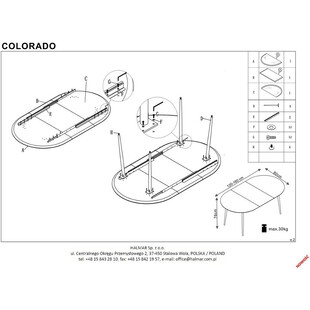 Stół rozkładany loft Colorado | Halmar | Dąb Złoty | 120x80