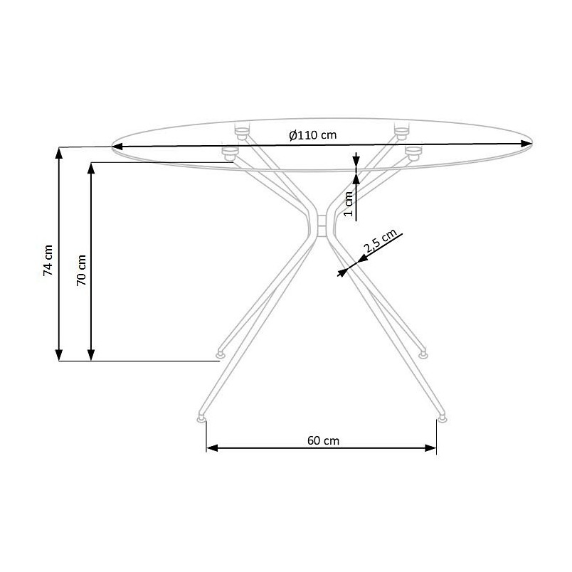 Stół szklany okrągły glamour Rondo 110cm - Halmar