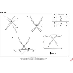 Stół szklany okrągły glamour Rondo 110cm - Halmar