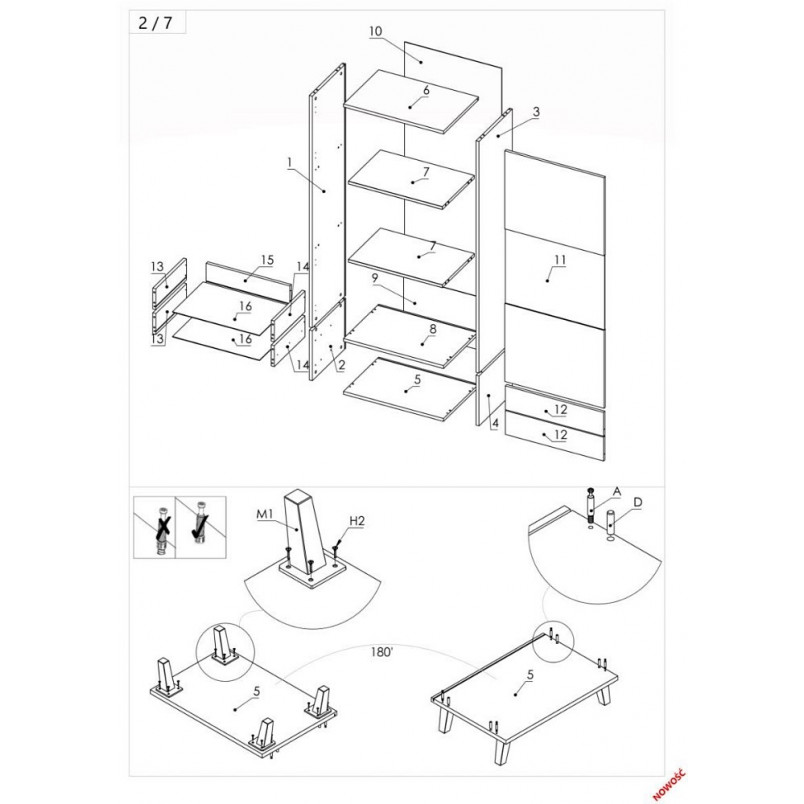 Witryna Nest Halmar | Komoda Industrialna 60cm | Dąb Lefkas