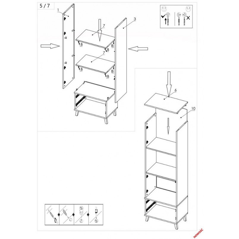 Witryna Nest Halmar | Komoda Industrialna 60cm | Dąb Lefkas