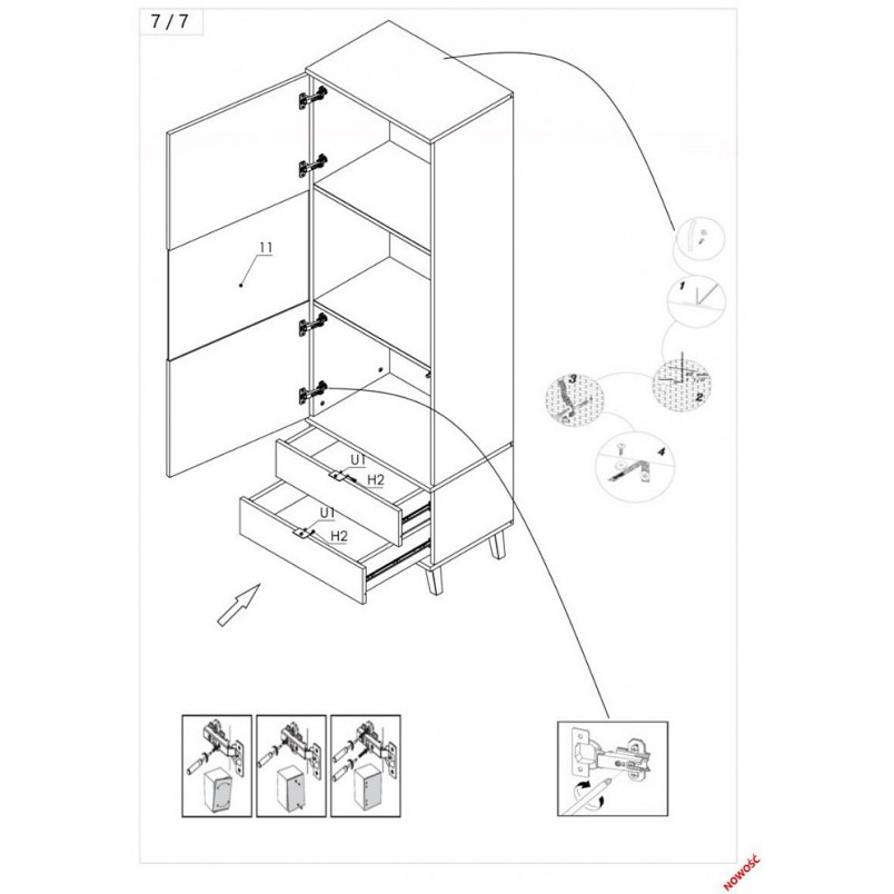 Witryna Nest Halmar | Komoda Industrialna 60cm | Dąb Lefkas