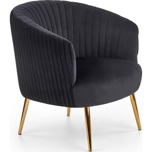 Fotel welurowy Crown czarny Halmar - Glamour i styl