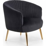 Fotel welurowy Crown czarny Halmar - Glamour i styl