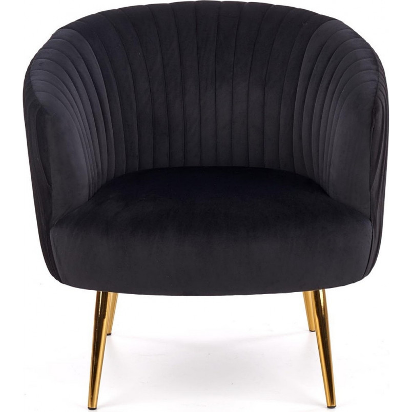 Fotel welurowy Crown czarny Halmar - Glamour i styl