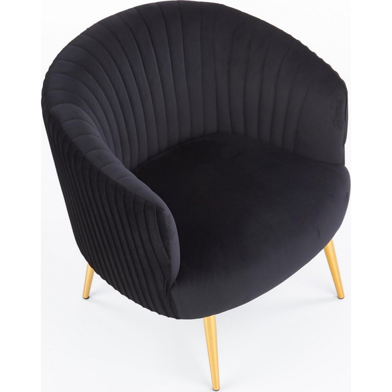 Fotel welurowy Crown czarny Halmar - Glamour i styl