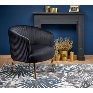 Fotel welurowy Crown czarny Halmar - Glamour i styl