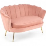 Sofa welurowa Amorinito Halmar | Jasno różowa, złote nogi