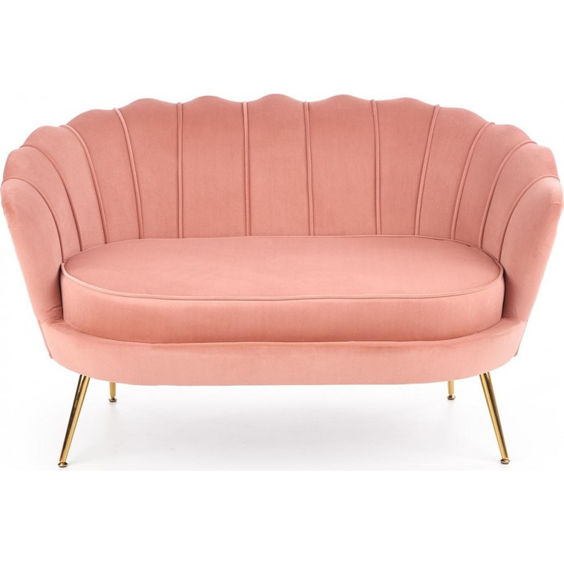 Sofa welurowa Amorinito Halmar | Jasno różowa, złote nogi
