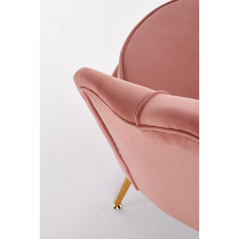 Sofa welurowa Amorinito Halmar | Jasno różowa, złote nogi