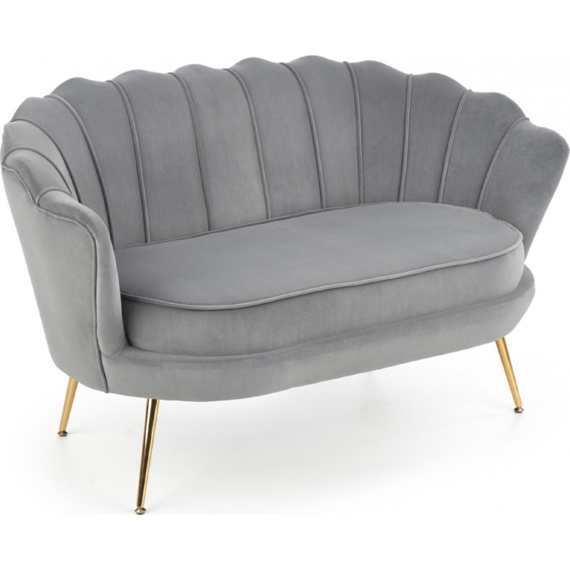 Sofa welurowa "Muszla" Amorinito Halmar | Szara, Złote Nogi | 133cm