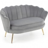 Sofa welurowa "Muszla" Amorinito Halmar | Szara, Złote Nogi | 133cm