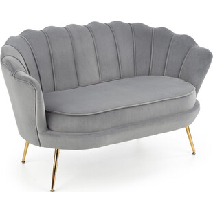 Sofa welurowa "Muszla" Amorinito Halmar | Szara, Złote Nogi | 133cm