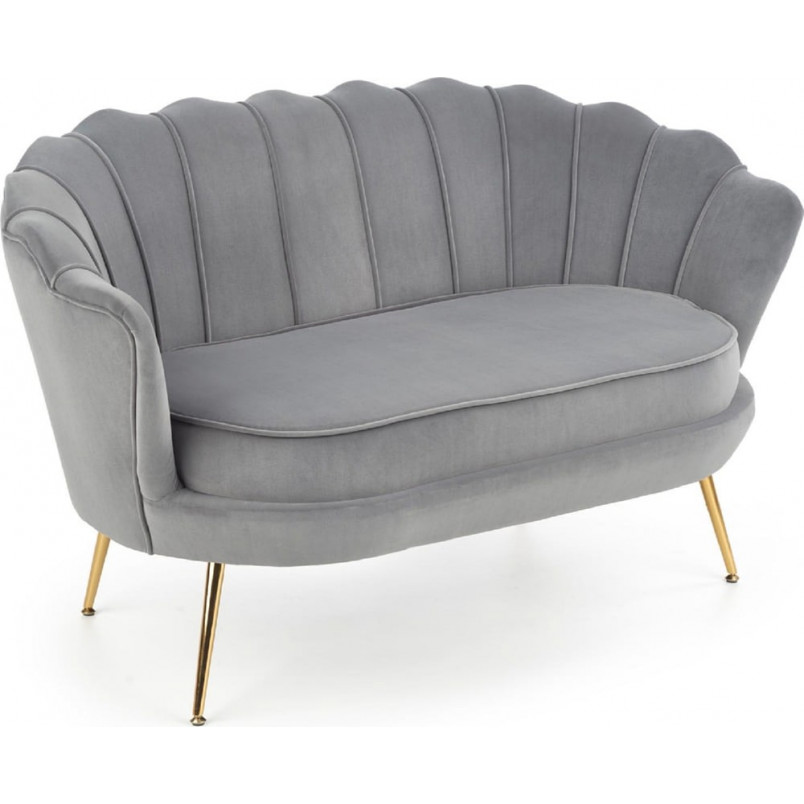 Sofa welurowa "Muszla" Amorinito Halmar | Szara, Złote Nogi | 133cm