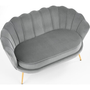 Sofa welurowa "Muszla" Amorinito Halmar | Szara, Złote Nogi | 133cm