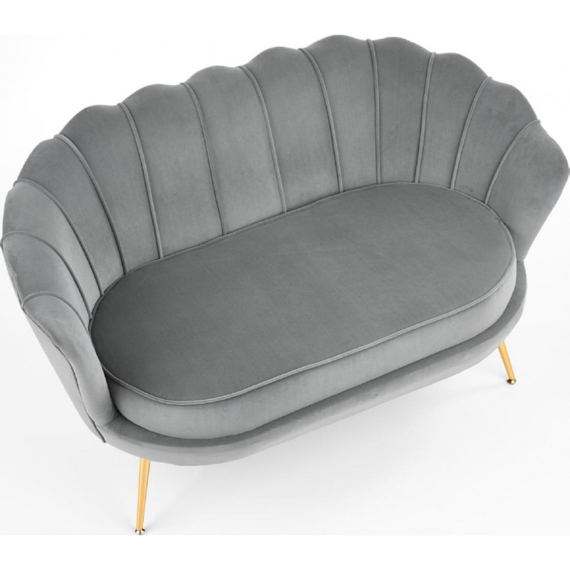 Sofa welurowa "Muszla" Amorinito Halmar | Szara, Złote Nogi | 133cm