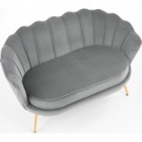 Sofa welurowa "Muszla" Amorinito Halmar | Szara, Złote Nogi | 133cm