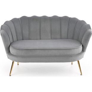 Sofa welurowa "Muszla" Amorinito Halmar | Szara, Złote Nogi | 133cm