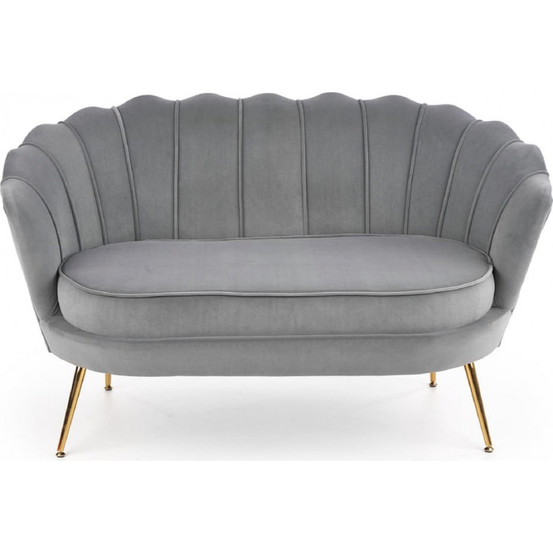 Sofa welurowa "Muszla" Amorinito Halmar | Szara, Złote Nogi | 133cm
