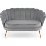 Sofa welurowa "Muszla" Amorinito Halmar | Szara, Złote Nogi | 133cm