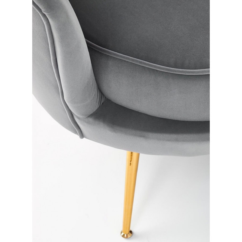Sofa welurowa "Muszla" Amorinito Halmar | Szara, Złote Nogi | 133cm