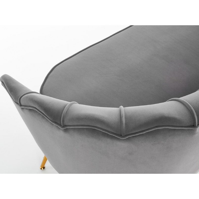 Sofa welurowa "Muszla" Amorinito Halmar | Szara, Złote Nogi | 133cm