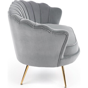 Sofa welurowa "Muszla" Amorinito Halmar | Szara, Złote Nogi | 133cm