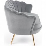 Sofa welurowa "Muszla" Amorinito Halmar | Szara, Złote Nogi | 133cm