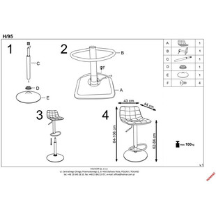 Hoker pikowany Halmar H-95 | Zielony, regulowany | Kup online