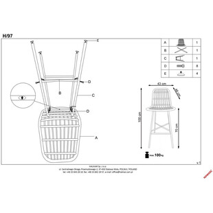 Hoker rattanowy Halmar H-97 | Naturalny, wygodny, do kuchni i baru
