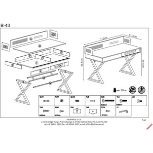 Biurko industrialne Halmar B-43, 110cm, dąb złoty - Kup teraz!