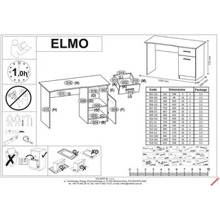 Biurko młodzieżowe Elmo 120cm Halmar | Dąb Wotan, Antracyt