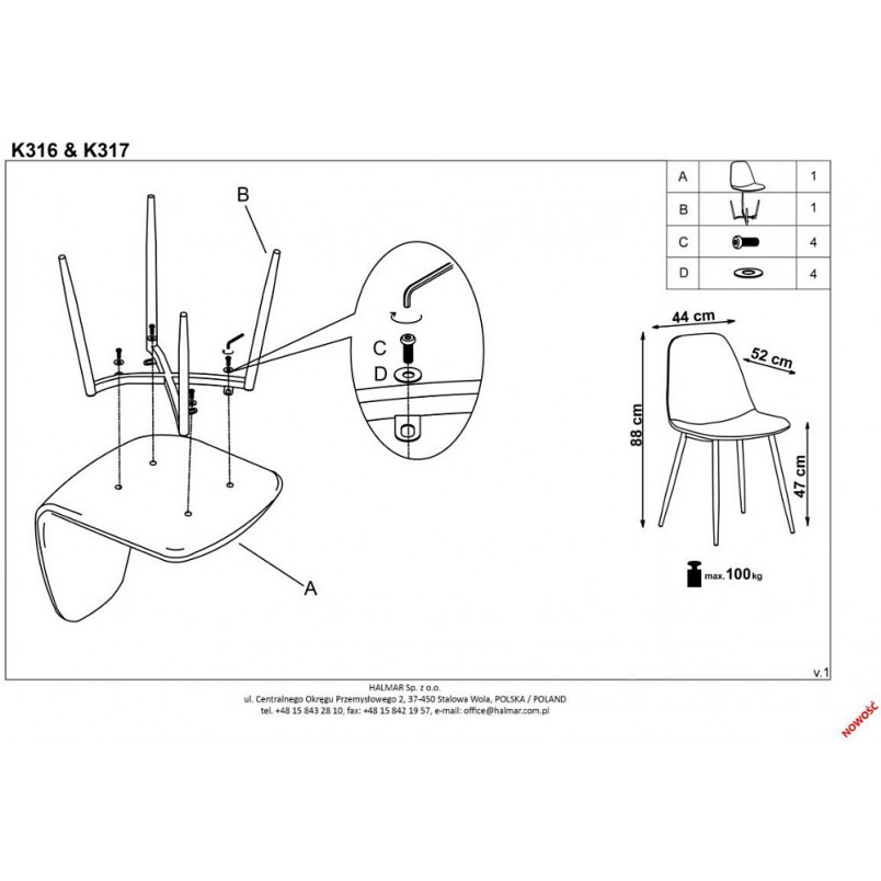 Krzesło welurowe pikowane K417 Halmar - Elegancki design w super cenie!