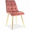 Krzesło welurowe pikowane na złotych nogach Chic Velvet Gold antyczny róż Signal do salonu