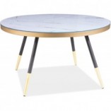 Stolik kawowy glamour Vega | Signal - 80cm, biały marmur, złoty