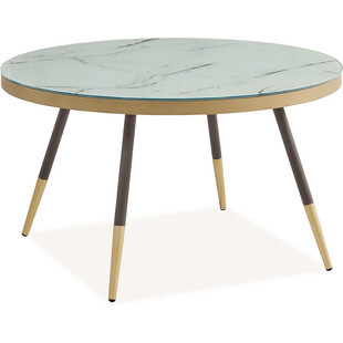 Stolik kawowy glamour Vega | Signal - 80cm, biały marmur, złoty