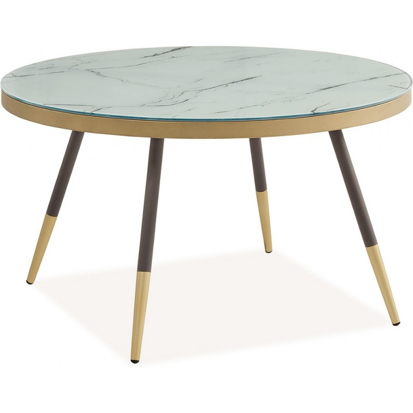 Stolik kawowy glamour Vega | Signal - 80cm, biały marmur, złoty