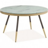 Stolik kawowy glamour Vega | Signal - 80cm, biały marmur, złoty